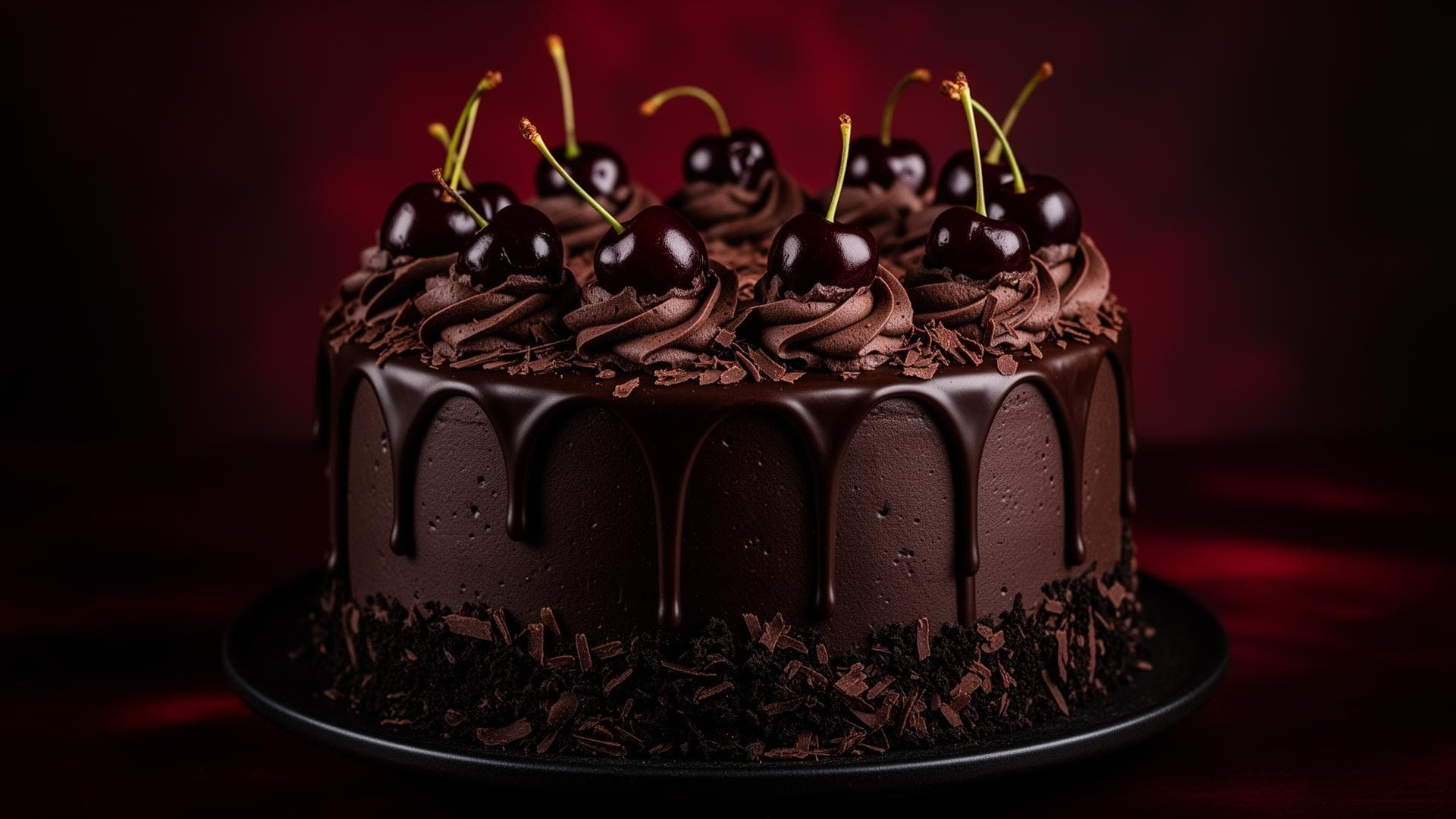 Signature Black Forest cake with cherries